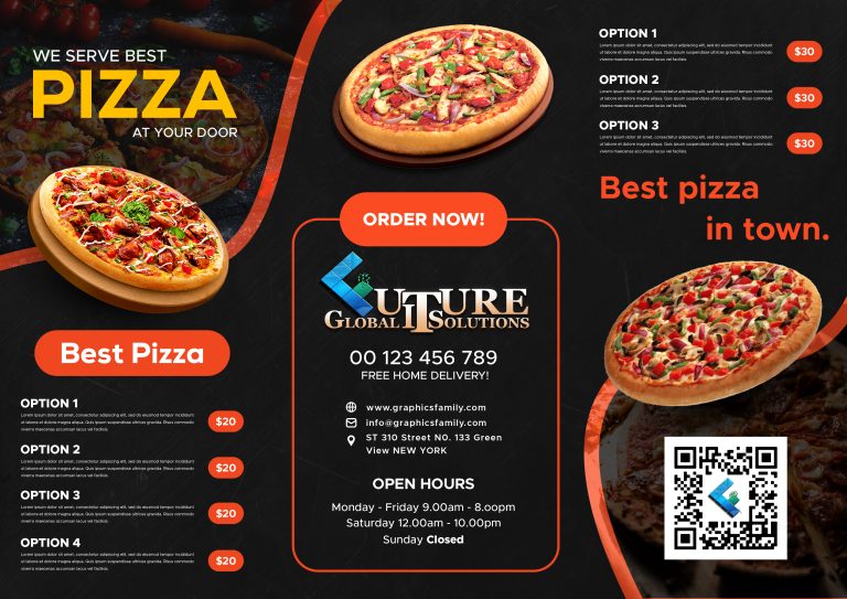 Modern Pizza Menu Design by GraphicsFamily.com