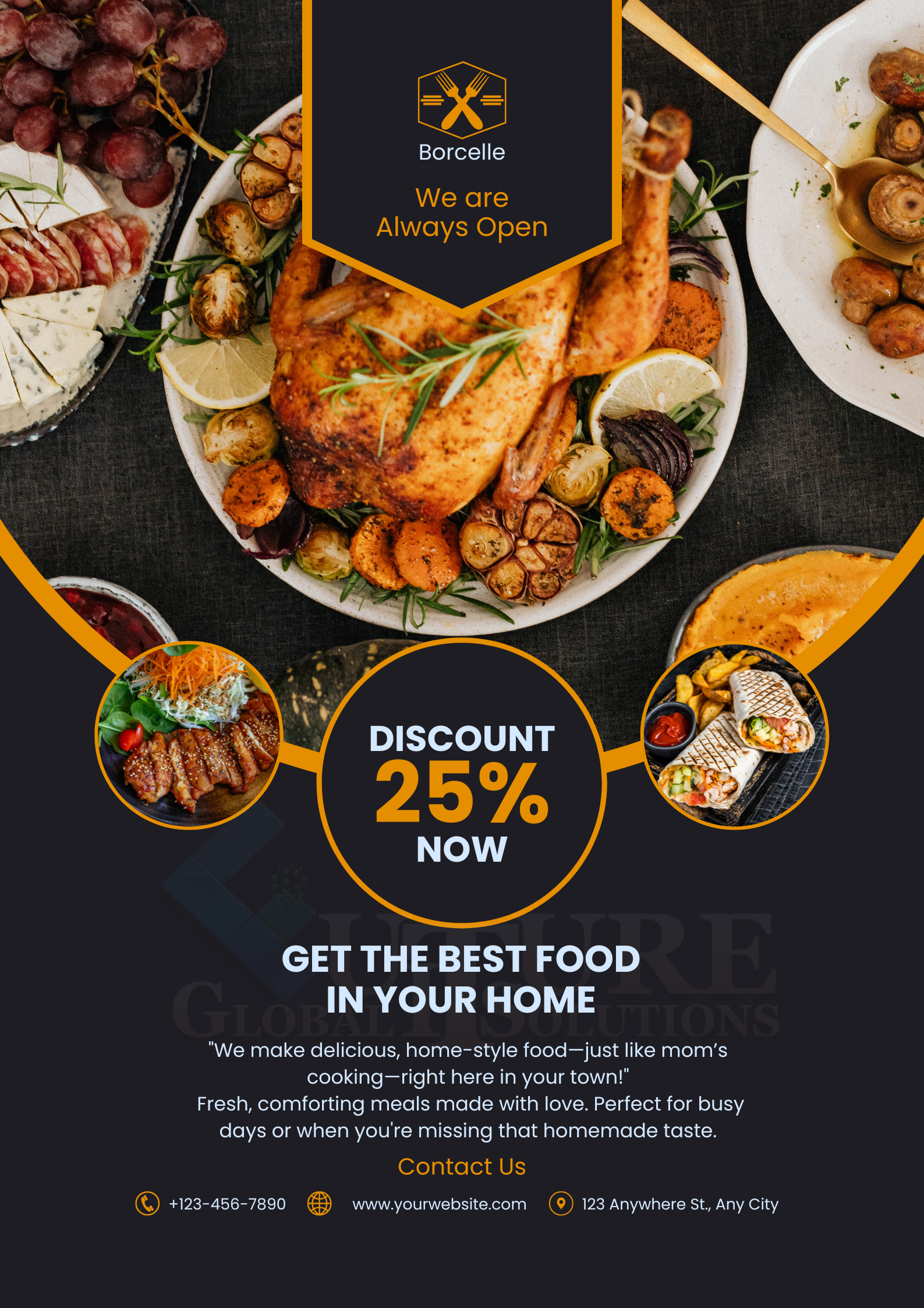 Orange & White Modern Restaurant Promotion Poster